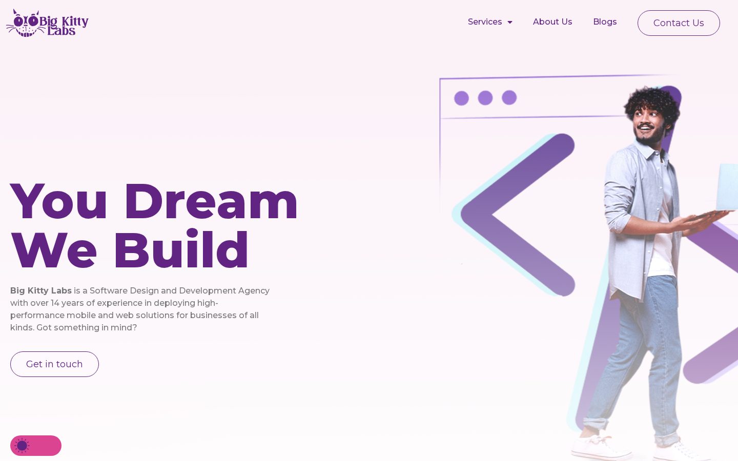 Big Kitty Labs — Pixel-accurate delivery of an agency design, with custom dark mode